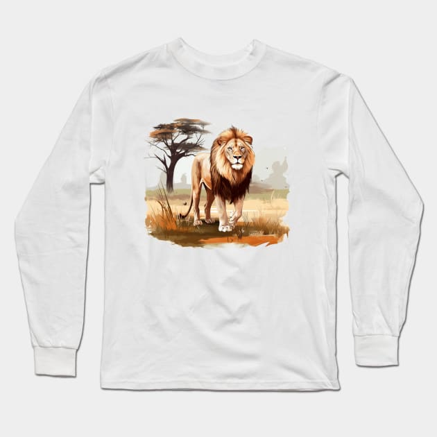 Wild African Lion Long Sleeve T-Shirt by zooleisurelife